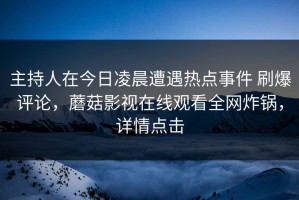 主持人在今日凌晨遭遇热点事件 刷爆评论，蘑菇影视在线观看全网炸锅，详情点击