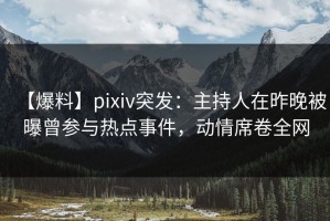 【爆料】pixiv突发：主持人在昨晚被曝曾参与热点事件，动情席卷全网