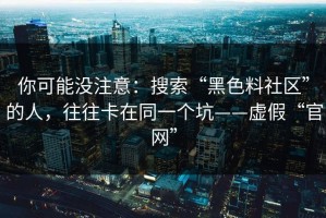 你可能没注意：搜索“黑色料社区”的人，往往卡在同一个坑——虚假“官网”