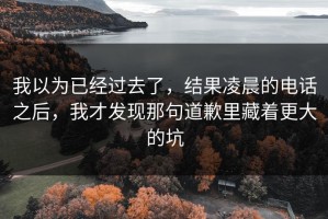 我以为已经过去了，结果凌晨的电话之后，我才发现那句道歉里藏着更大的坑