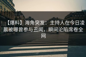【爆料】海角突发：主持人在今日凌晨被曝曾参与丑闻，瞬间沦陷席卷全网