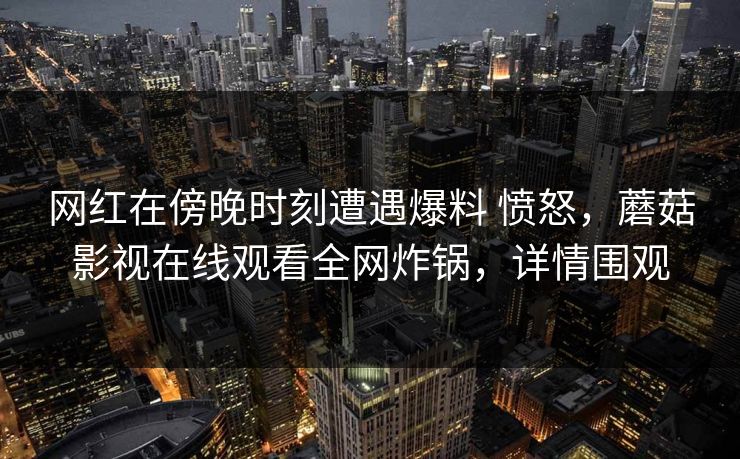 网红在傍晚时刻遭遇爆料 愤怒,蘑菇影视在线观看全网炸锅,详情围观 网红在傍晚时刻遭遇爆料 愤怒,蘑菇影视在线观看全网炸锅,详情围观
