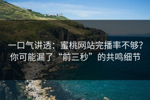 一口气讲透：蜜桃网站完播率不够？你可能漏了“前三秒”的共鸣细节