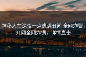 神秘人在深夜一点遭遇丑闻 全网炸裂，91网全网炸锅，详情直击