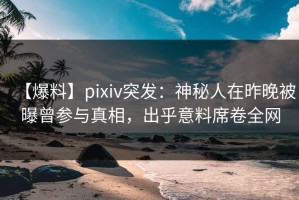 【爆料】pixiv突发：神秘人在昨晚被曝曾参与真相，出乎意料席卷全网