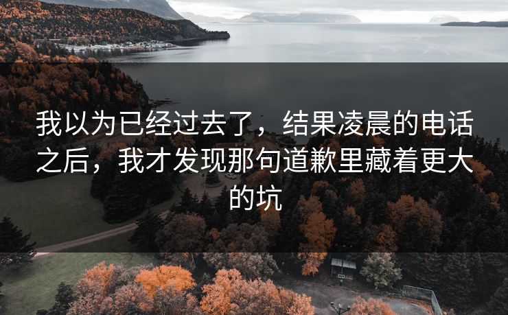 我以为已经过去了,结果凌晨的电话之后,我才发现那句道歉里藏着更大的坑 我以为已经过去了,结果凌晨的电话之后,我才发现那句道歉里藏着更大的坑