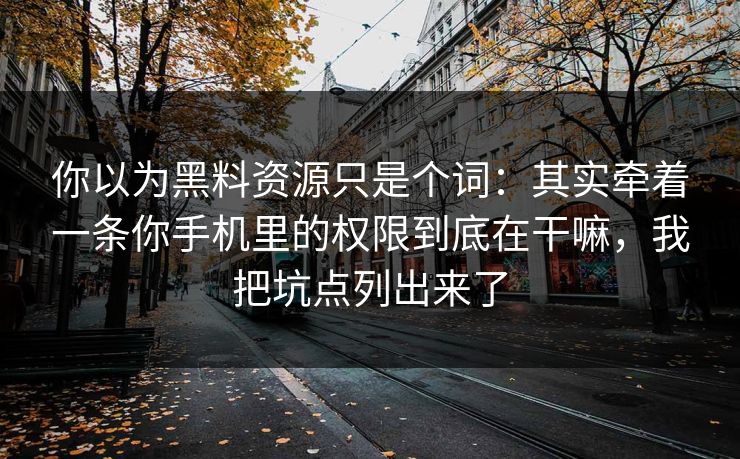 你以为黑料资源只是个词：其实牵着一条你手机里的权限到底在干嘛，我把坑点列出来了
