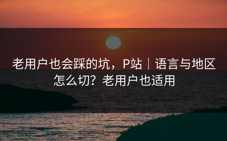 老用户也会踩的坑，P站｜语言与地区怎么切？老用户也适用